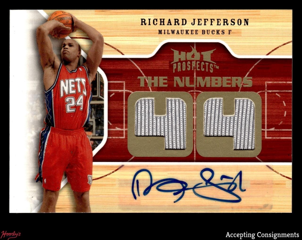 2008-09 Hot Prospects Numbers Richard Jefferson GAME-USED JERSEY AUTO 08/24