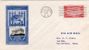 First day cover, Scott #C22, 50c China Clipper, Planty 7a, Ioor cachet, 1937