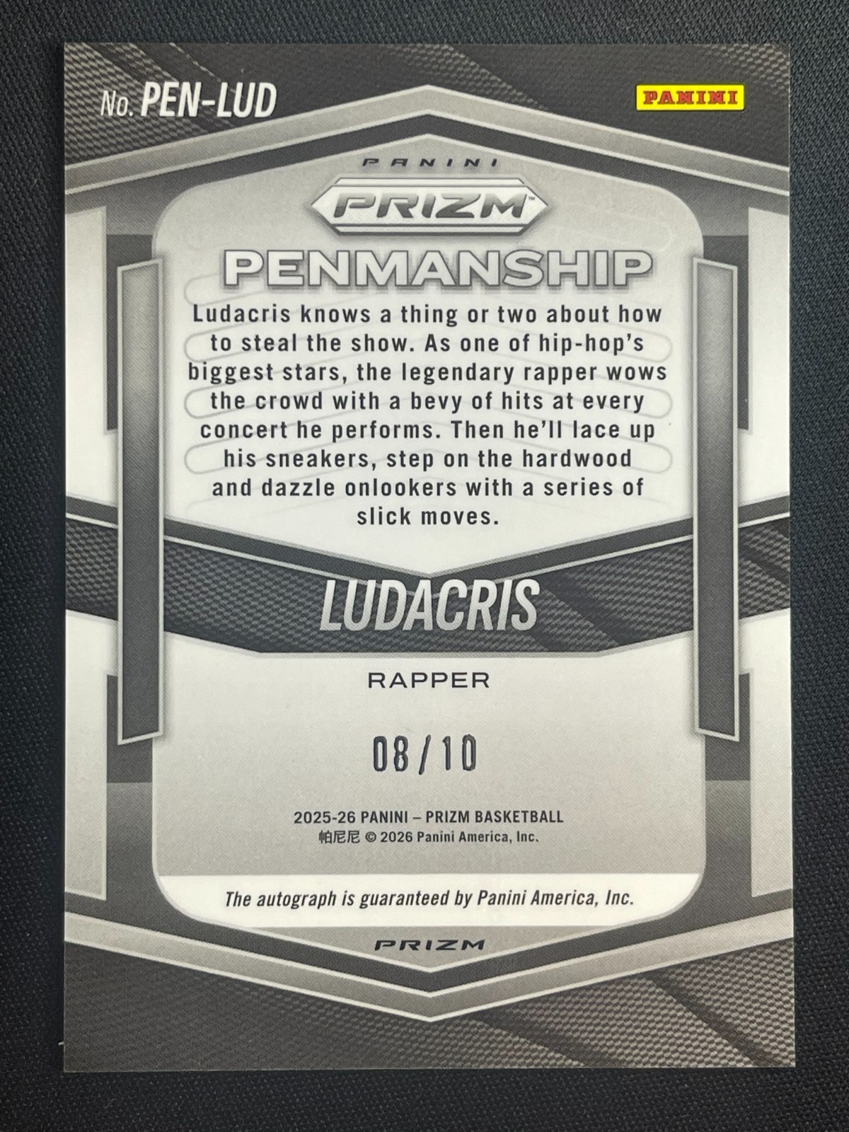 LUDACRIS /10 GOLD SHIMMER AUTO AUTOGRAPH 2025-26 PANINI PRIZM NBA PEN-LUD LUDA 1 view 2
