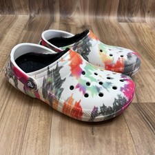 Crocs Classic Lined Tie-Dye Clog Shos Mens 4 Womens 6 Faux Fur Casual Multicolor