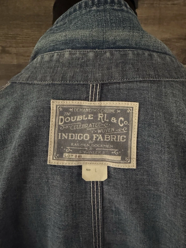 Double RL RRL Engineers Chore Jacket indigo Denim Size Large - Image 4 of 4