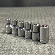 MINT Snap-on Tools 1/4” Drive Inverted E TORX Shallow Sockets / 6 Piece SET