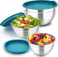 RüHrschüSsel Set 3-Teilig Edelstahl Mit Luftdichtem Deckel 4,5L-1,5L