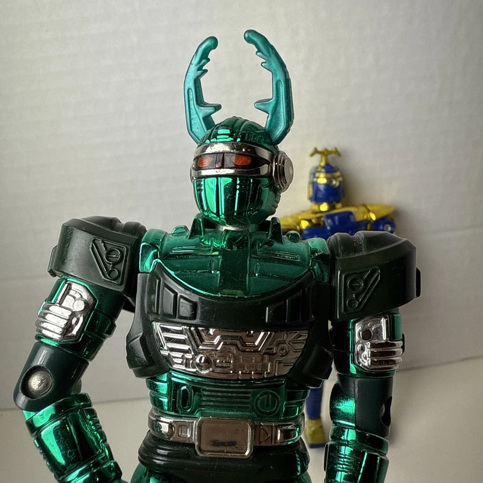 Figura de colección 1996 Bandai Beetleborgs Green Hunter Metallic Borgs Spectra Gold Foto 3 de 4