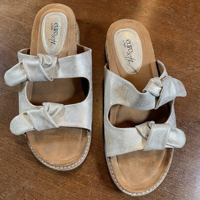 Euro Soft By Soft Golden Light Gold Women's Sandals Size 9 M Cork Boho Chunky