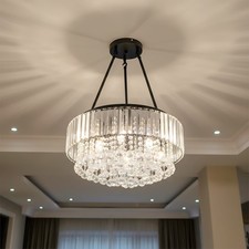 Luxury Black Gold Crystal Chandelier Ceiling Light LED Chandelier Lights Decor
