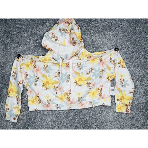 Disney Womens Minnie Mouse Cropped Hoodie Size Medium Spring Sweater Top