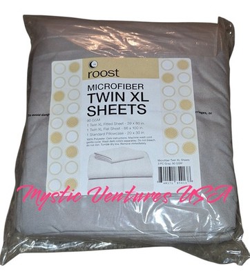 OCM/Roost Dorm Microfiber 3 Piece Sheet Set Twin XL Solid Gray - NEW IN PACKAGE