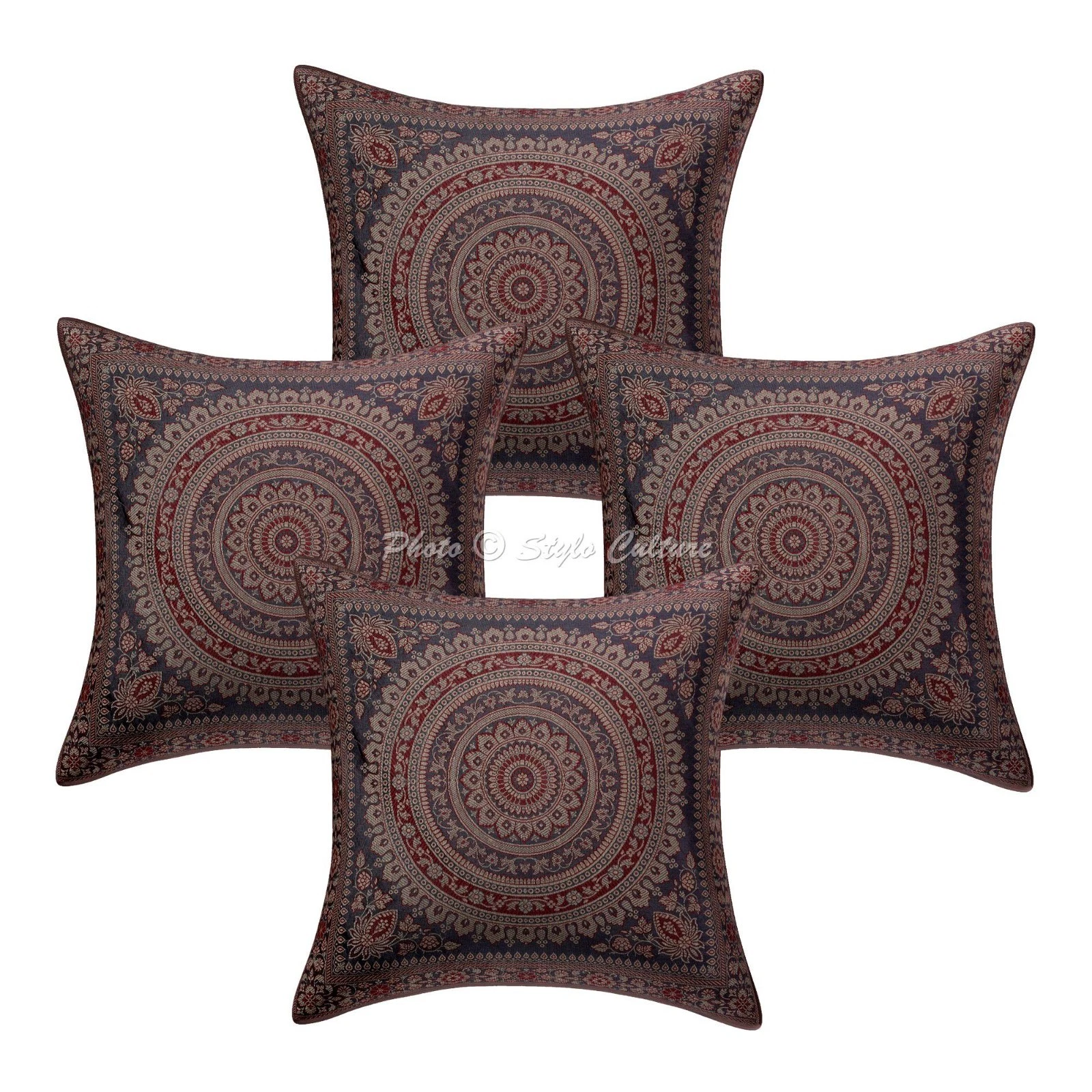 Bohemian Brocade Throw Pillow Covers Mandala Jacquard Home Decor Cushion Cover