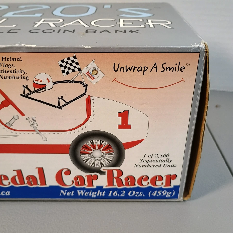 1920's Pedal Racer Coin Bank Red White 1/6 Scale Diecast Little Debbie 1 of 2500 - Image 4 of 4