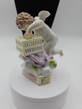 Antique Meissen Porcelain Putty Figurine Fishing 4 1/2