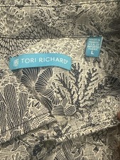Tori Richard GOOD REEF Blue White Coral Reef Aloha Shirt Cotton Lawn Men L USA