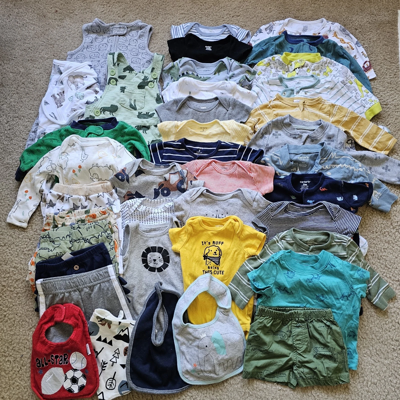 39pc baby boy clothing 3 6 month sleep sack bibs footies tops pants overalls
Opens in a new window o