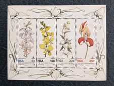 South African Miniature Sheet Of 4 Orchids 10th World Orchid Conference MNH 