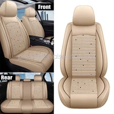 For Toyota Car 5 Seat Covers Full Set Ice Silk & Leather Protector Cushion Beige