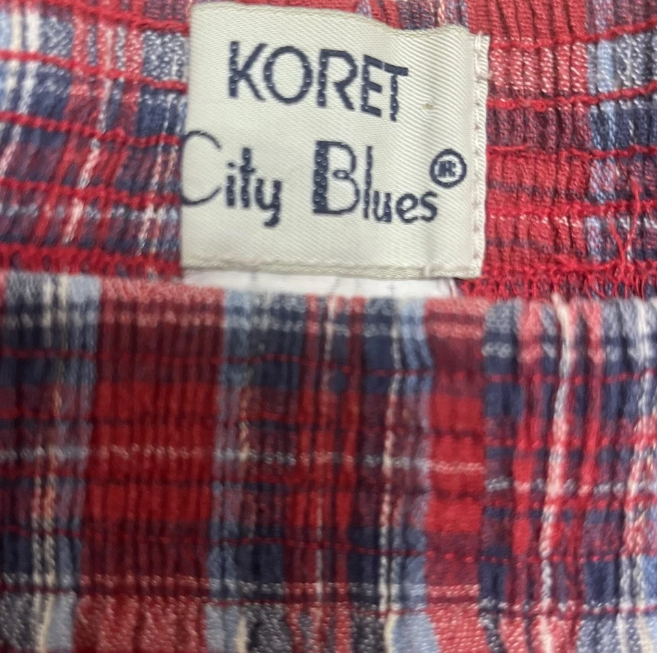 Шорты Koret City синие винтажные красные клетчатые высокие потраченные впустую размер маленький женские - Изображение 2 из 4