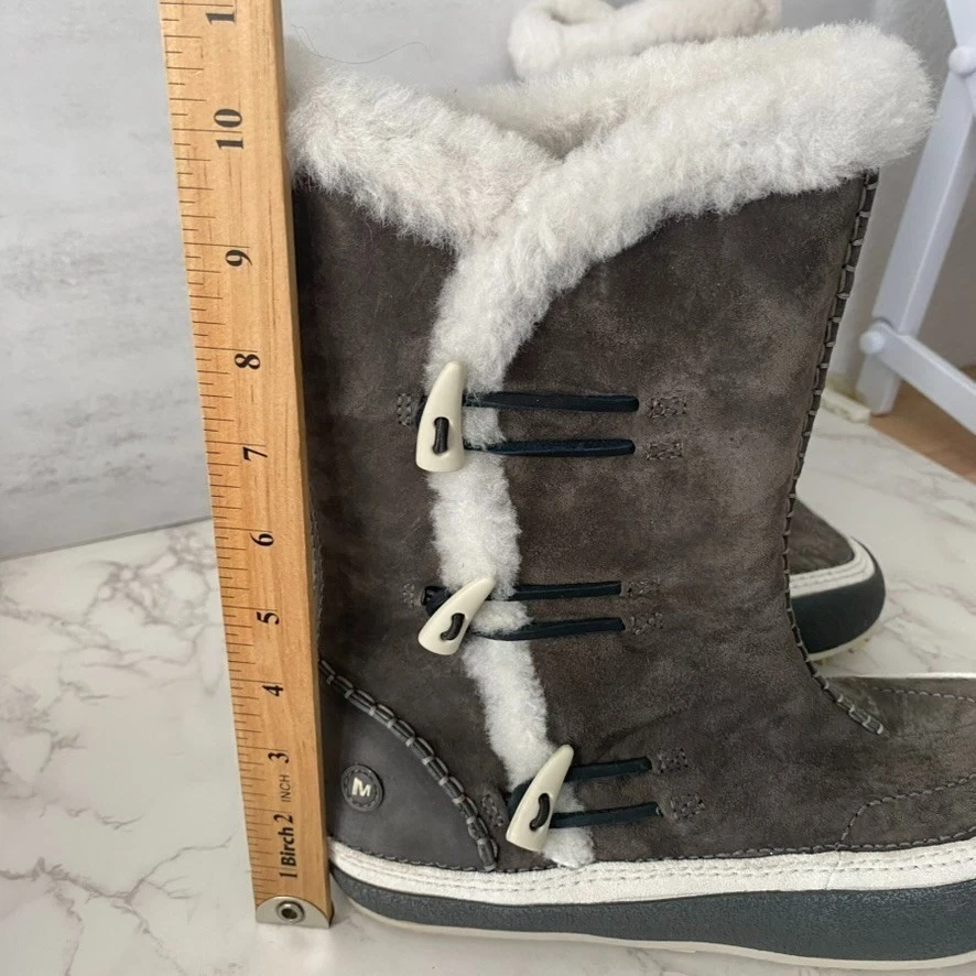 Merrell Spirit Tibet Botas Gris Sello Alto Mujer Talla 8 Gamuza Invierno Nieve Foto 3 de 4
