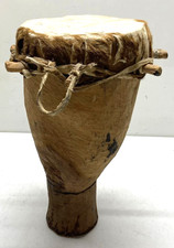 Vintage hand made animal hide and wood drum