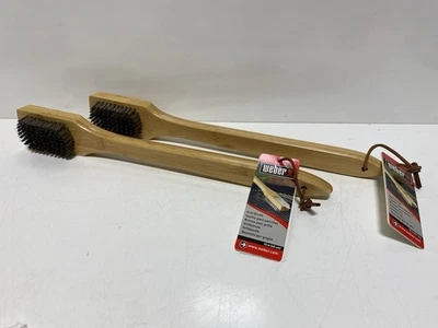 Lot Of (2) Weber #6464 Scraper Grill Brush 18" H X 1.5" L X 2.4" W Bamboo Handle