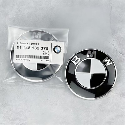 2PC Front Hood & Rear Trunk For BMW Badge Emblem (82mm + 74mm) Black&White USA