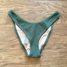 NWT J.Crew Textured Curved-Waist Cheeky Bikini Bottom Green