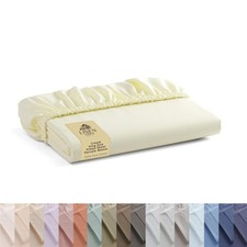 100 Cotton Percale Weave Fitted Sheet, King Size, Cream, 1 Deep Pocket Fitted...