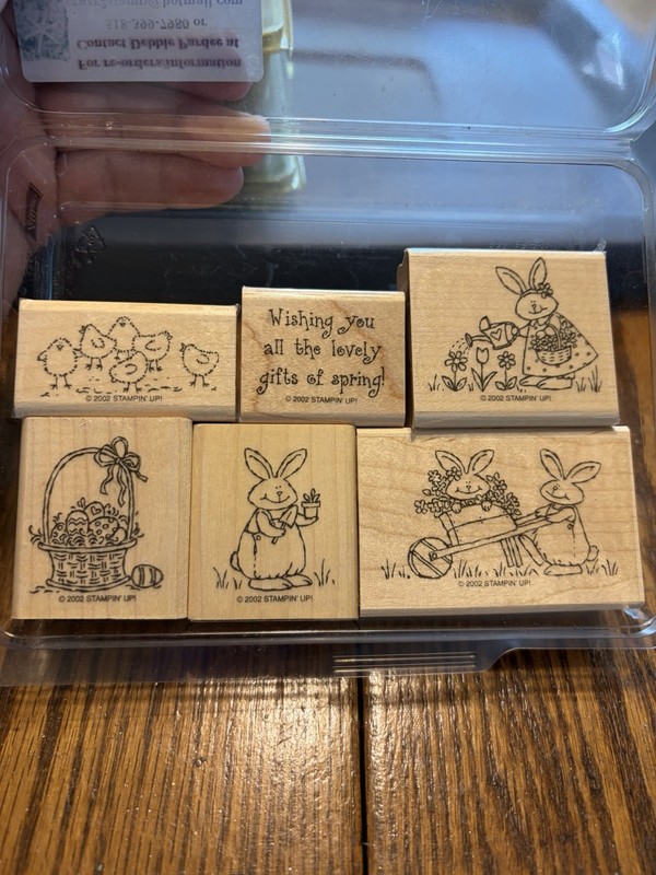 Stampin' Up! Spring Gifts Bunny Easter Wood Mounted Rubber Stamp Set