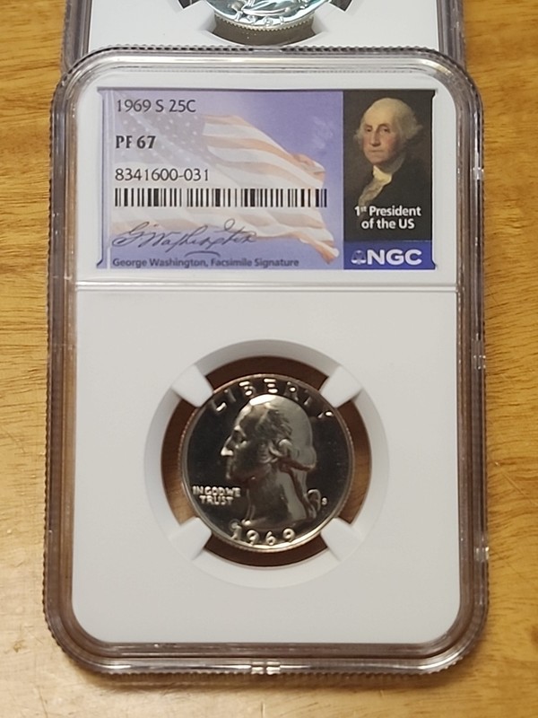 1969 S 25C Proof Washington Quarter NGC PF 67