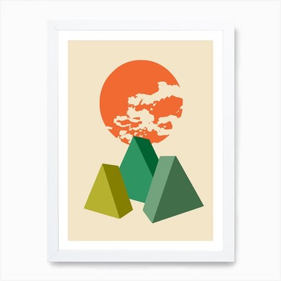 Kubische Landschaft Kunstdruck gerahmt Wandbild Poster Leinwanddruck Bild