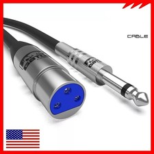 6ft-XLR 3-Pin Female to 1/4" Plug Mono Microphone Cable Shielded Stereo Audio