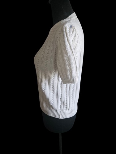 Vintage St. Michael From Marks & Spencer White Cable Knitted Top, UK Size 10 - Picture 4 of 6