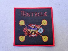 PENTACLE, SEW ON RED BORDER WOVEN PATCH