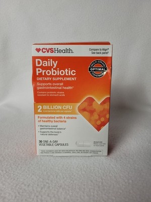 CVS Daily Probiotic 2 Billion Cfu 30 Capsules New Dietary Supplement 08/2027