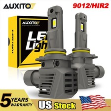 2pcs 9012 LED Headlights Kit Bulbs High Low Beam 6500K Super White Wireless HIR2