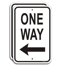 2 Pack 12"x18" "One Way with Arrow Left" Reflective Aluminum Traffic Sign