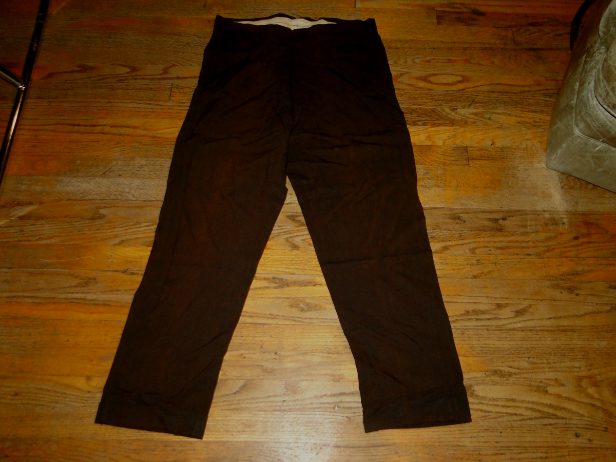パンツ 1950s~ GABADINE SLACKS DEADSTOCK Blue rayon gabardine 1940s 50s mens pant Hollywood waist 36
