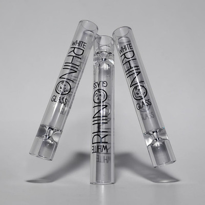 3 Pack White Rhino XL 16mm  Glass Tobacco Pipe Chillum Style