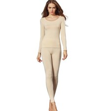 Women's Crewneck Long Johns Ultra Thin Modal Thermal Underwear Top & Bottom S...