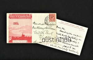 V. Scarce KGV 1911 First Aerial Post Scarlet Envelope & Letter Ex Baron de Worms