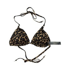 Victoria  s Secret Swim Halter Bikini Top Animal Print Size Medium NWT