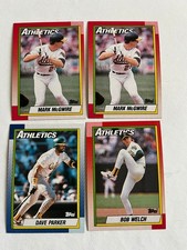 (4) 1990 TOPPS-(2) MARK MCGWIRE#690-DAVE PARKER#45-BOB WELCH#475 (A'S)