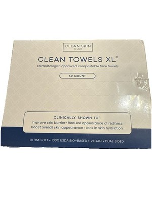 Clean Skin Club Clean Towels XL , 100% USDA Biobased Face Towel, Disposable 50Ct
