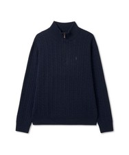 Genuine Polo Ralph Lauren Cable Knit Wool Cotton Zipper Sweater - Blue