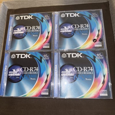   4 Off TDK CD-R74 Reflex Ultra CD-Recordable 650MB 74min ~ 16x Multi Speed ~ 