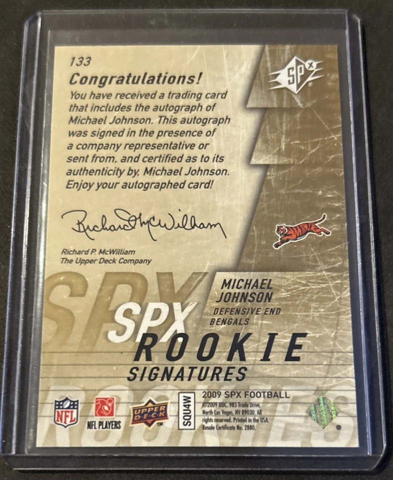 2009 SPx - Rookie Signatures Michael Johnson #167/299 (AU) Bengals RC - Image 2 of 2