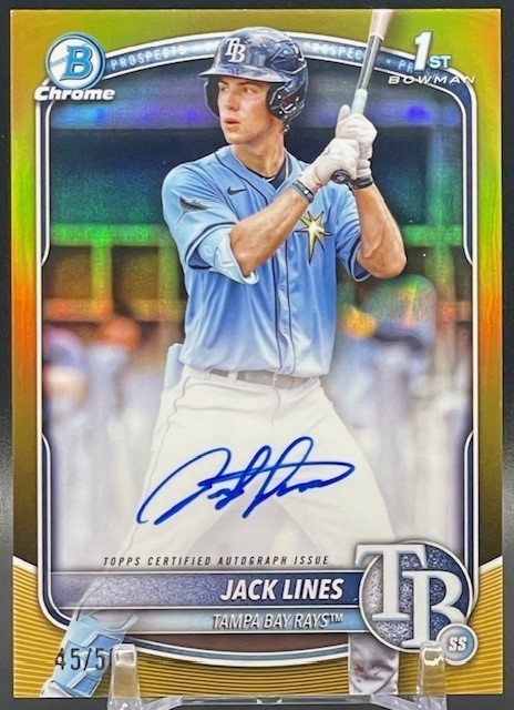 2025 Bowman Chrome JACK LINES 1st Bowman Prospect Gold Refractor AUTO /50 Rays