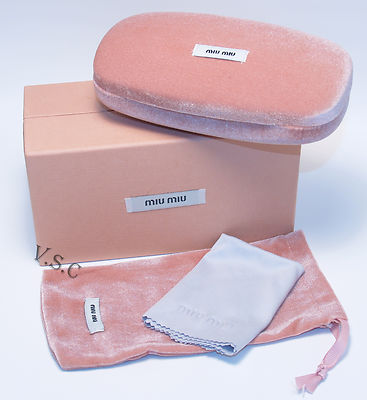 Brand New Miu Miu Authentic Pink Velvet Hard Sunglasses Frame Case