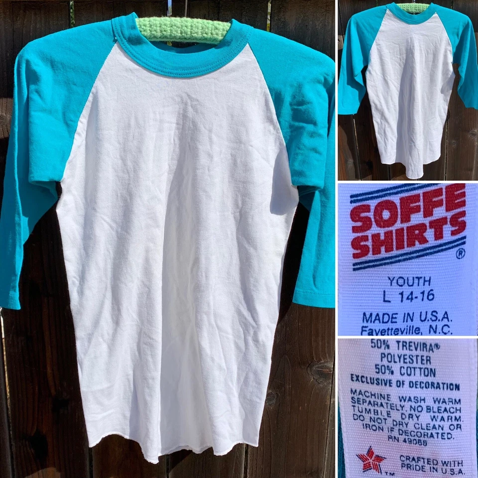 Camiseta raglán vintage de béisbol puntada única años 80 años 80 talla juvenil L 14 16 Foto 4 de 4