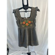 Leandra Medine x Mango Dress Womens Medium Gray Embroidered Cottagecore S