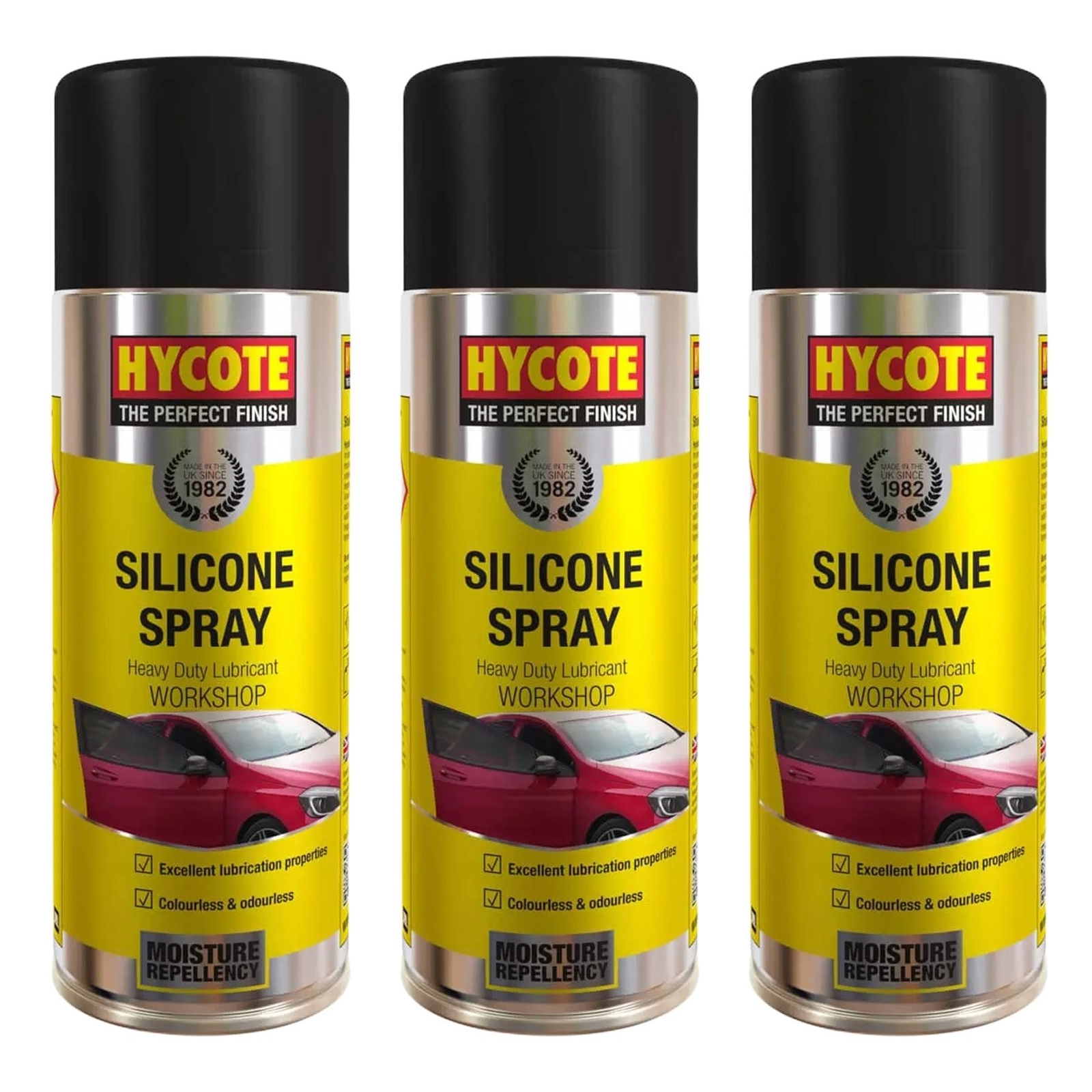 Hycote Workshop Silicone Spray Heavy Duty Lubricant - 400ml x 3